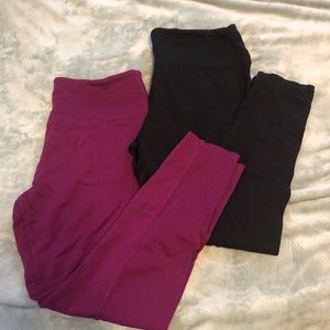 Vivi Diva 2 PAIRS of Leggings Black & Purple Large